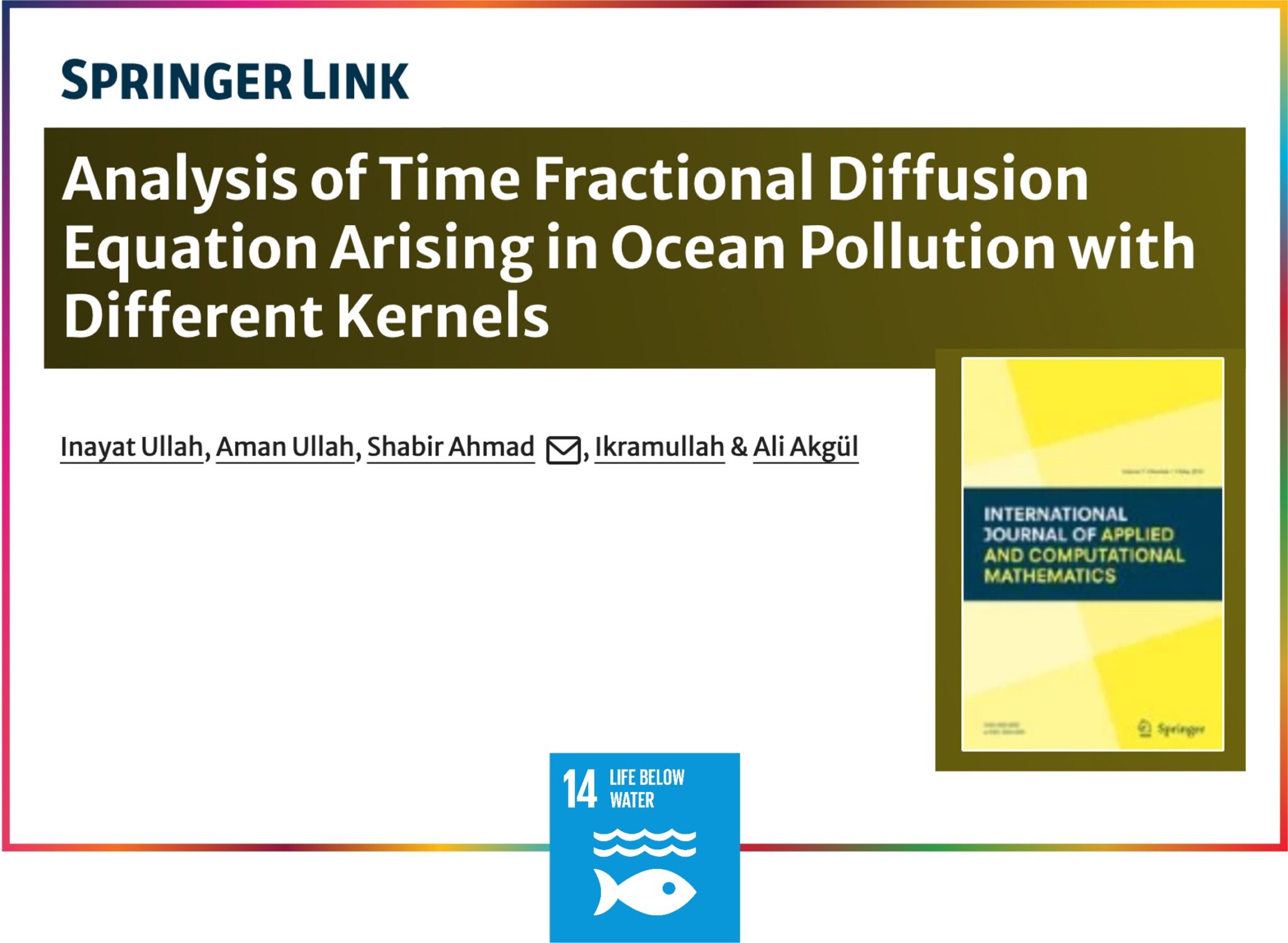 Analysis of Time Fractional Diffusion Equation Arising in Ocean ...